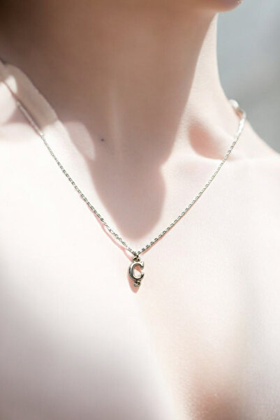 Atolyezone Ç Harfi Mini 925 Ayar Gümüş Kaplama Harfli Kolye Isimli Kişiye Öze...