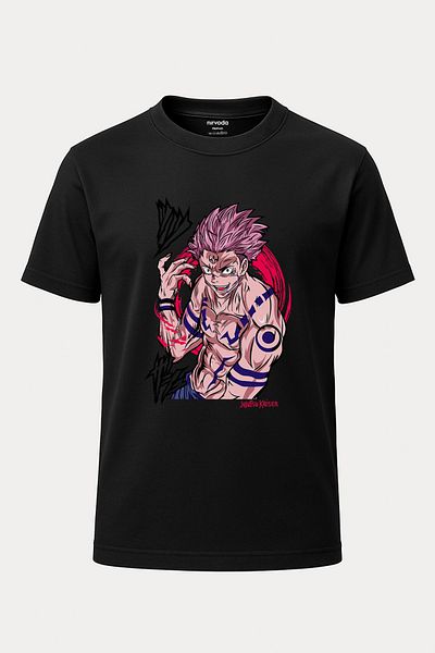 nirvoda Sukuna Jujutsu Kaisen Ilustrație Imprimată în culori Loose Fit Crew Deck Tricou unisex Anime Manga