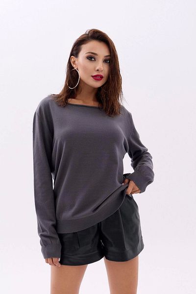 Store 4216 سترة تريكو سادة أنثراسايت