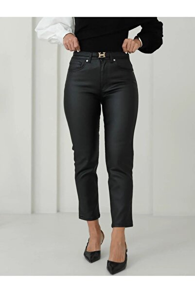 fatma keskin linna butik Kadın Orj. Siyah Mumlu Jean Pantolon