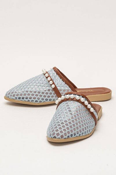 Liger Жіночі тапочки з мереживною стрічкою та ремінцем БЛАКИТНІ