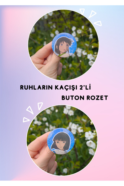 Miko Miko Şeyler Spirited Away / Ruhların Kaçısı Temalı 2'li 44 mm Buton Roze...