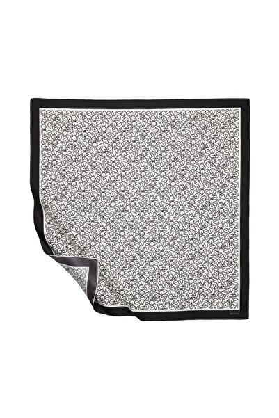 ipekevi وشاح حريري من نوع تيبو مونوجرام - أبيض-أسود