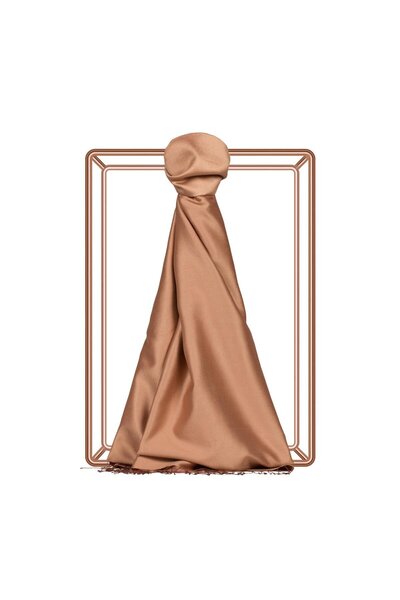 ipekevi İpekevi Çift Taraflı Düz Renk İpek Şal 00927-Tarçın