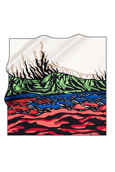 Cacharel Red Black Zebra Pattern Tivil Silk Scarf 7825313-914