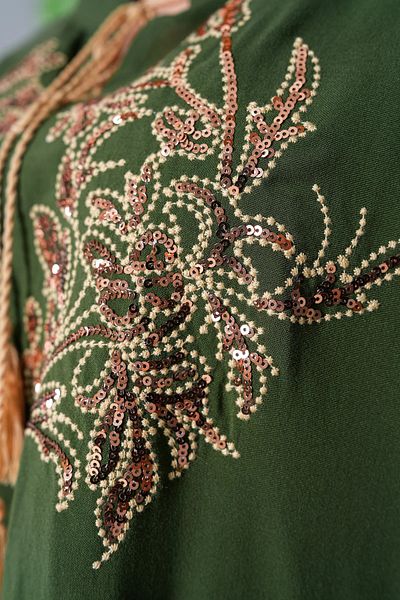 My Blog Khaki Mini Sequin Embroidered Plus Size Dress - 2065 - 1