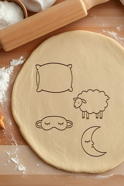 oalpo Sleepy Set Cookie Mold, Dough Shaper, Biscuit Mold, Easy Cutting Tip