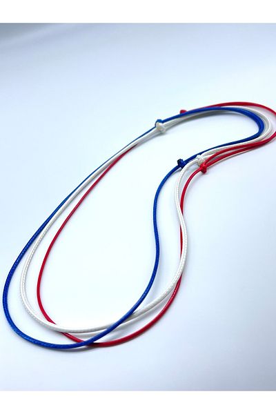 Concept HuBuTU 3Pcs Minimal Red Navy White Faux Leather Rope Necklace Set