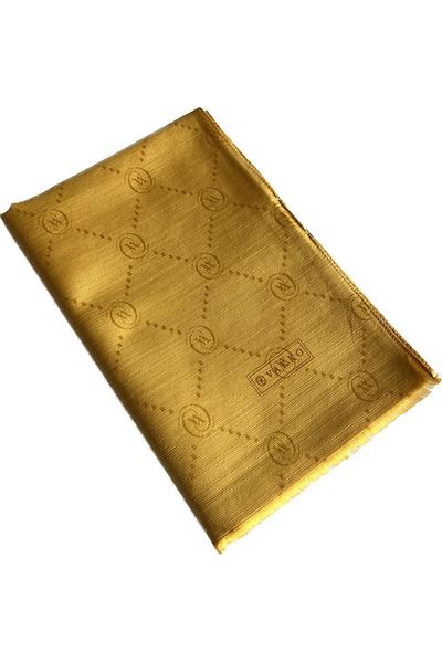 Vakko Monogram Cotton Silk Shawl30011260-Dark Yellow