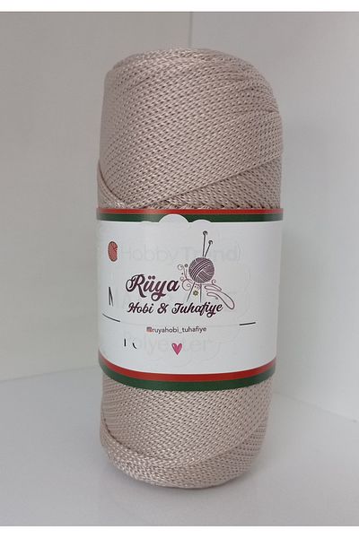 rüya hobi 200 γραμμάρια Νο 4 Polyester Macrame- Bag- Supla- Runner String (Κωδικός χρώματος: 030 Μπεζ)