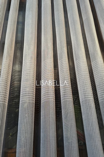 LisabellaHome Modernia Tulle Anthracite Grey Geometric Reflection of the City's Elegance (1X2.5 Medium-Pleat Stitched)