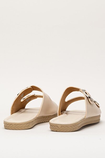 Liger Women's Double Band Adjustable Buckle Slippers Cream