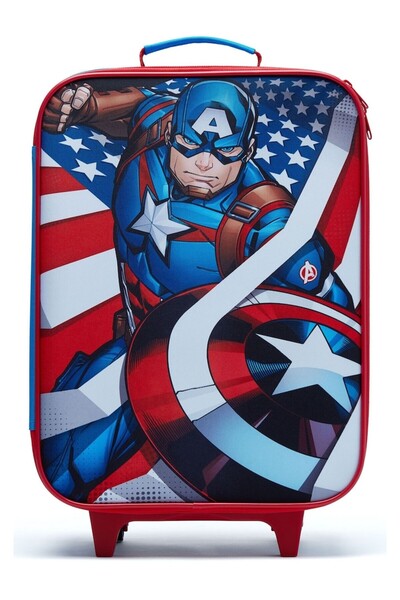 Next Baby Mavi Captain America Temalı Tekerlekli Küçük Kabin Boy Valiz