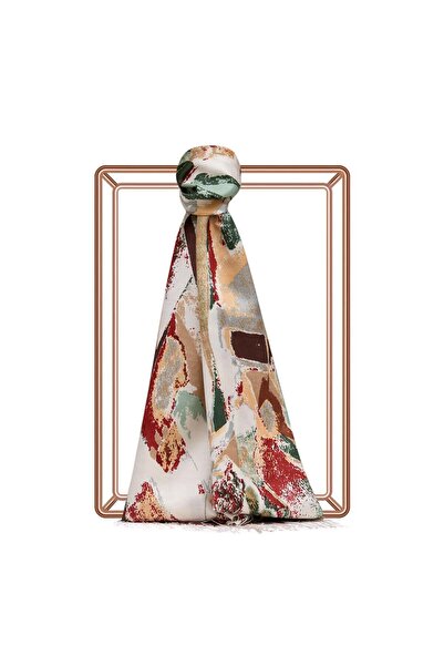 ipekevi Alüvyal Desenli İpek Şal 7264-Krem Yeşil