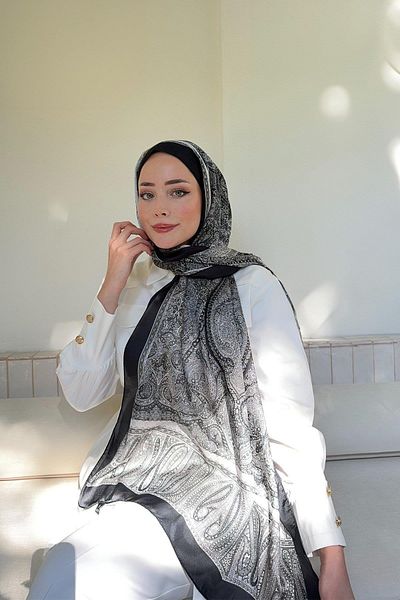 ARMANDA Ethnic Voile Vintage Σάλι - Μαύρο - Γκρι