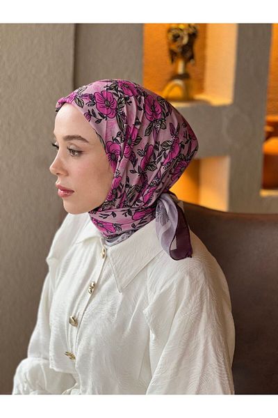Modakaşmir Petunia Pattern Cotton Scarf