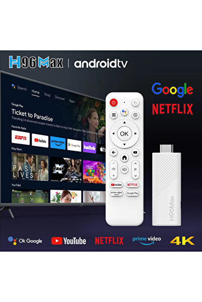 h96max H313 Mini 4K TV Stick Android 14 Akıllı Kutu 2GB+16GB Dual Wifi Google Sesli Komut Netflix