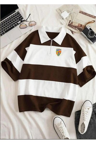 woonkey UNISEX OVERSIZE ROMANIA PRINTED ΡΙΓΕ ΜΙΖΟ ΦΕΡΜΟΥΑΡ ΒΑΜΒΑΚΙ ΚΑΛΟΚΑΙΡΙΝΟ ΣΟΡΤΣ ΠΟΛΟ ΓΙΑΚΑ 2 ΤΕΜΑΧΙΑ