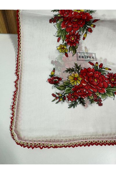 Eripek Embroidered Cotton Cheesecloth- 05091 95 X 95 Red - White 11