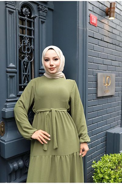 ECESSAMODAM Φόρεμα Hijab με ζώνη πολλαπλών στρώσεων