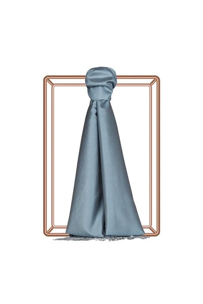 ipekevi İpekevi Double Sided Solid Color Silk Shawl 00927-Steel Gray