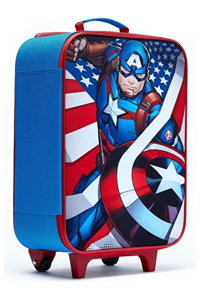 Next Baby Mavi Captain America Temalı Tekerlekli Küçük Kabin Boy Valiz