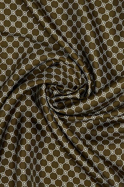 Vakko Monogram Tivil Silk Shawl300088-Dark Brown Ecru