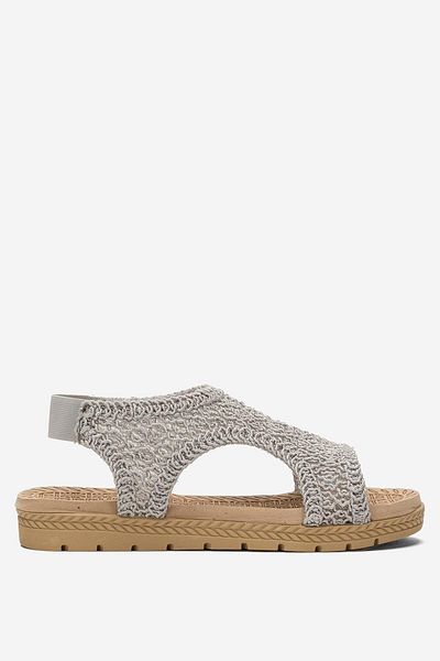 Liger Women's Open Front Knitted Patterned Elastic Sandals Gray
