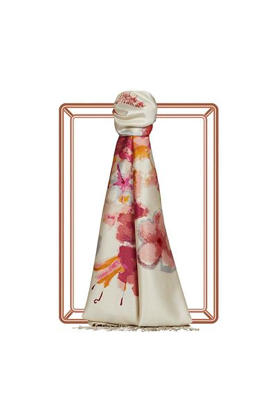 ipekevi Evening Sefasi Patterned Silk Shawl 6710-Beige