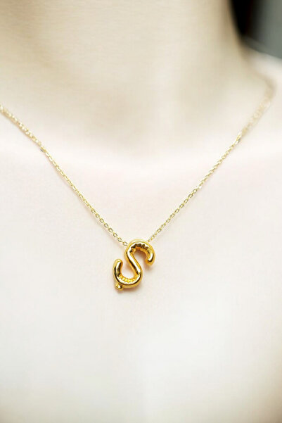 Atolyezone Ş Harfi Tasarım Balon Kolye 18k Altın Kaplama Isimli Kişiye Özel Kolye Hediye Paketli Kutulu