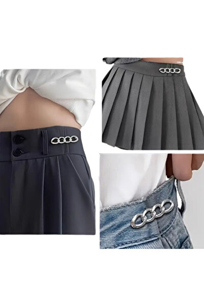 chibi Silver Gümüş Renk Zincir Model Broş Çengelli iğne Daraltma Aparatı Tak-Çıkar kıyafet aksesuarı