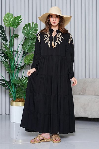 My Blog Μαύρο Μίνι Φόρεμα με Παγιέτες Κεντημένο Plus Size - 2065 - 2