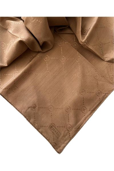 Vakko Φουλάρι Cotton Silk Monogram 3001126-γαλακτώδες Καφέ