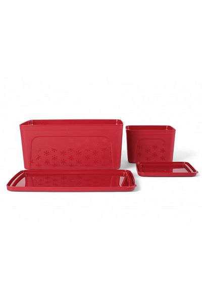 ROSE CENTER Double Storage Box, 1.1 L / 3.5 L Storage Box, Storage Box with Lid, Storage Container