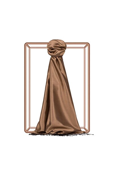 ipekevi Șal din mătase de culoare uni cu două fețe 00927-Milky Brown