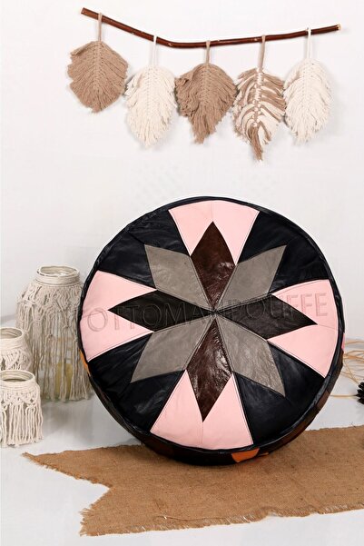 Ottoman Pouffe El Yapımı Hakiki Deri Bohem Bahçe Balkon Bungalov Puf Yer Mind...
