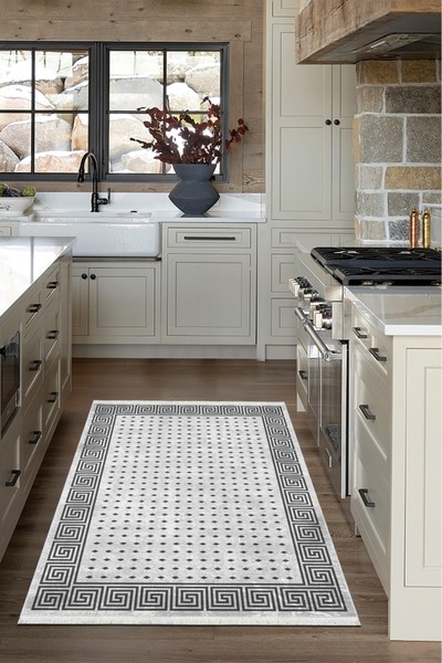 CENTER AVM Gri, Halı Halı Makinede Yıkanabilir Halı Kaymaz Taban Halı