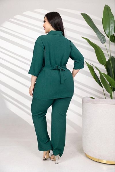 şuranur Wide Pant Set with Buttoned Collars and Belt