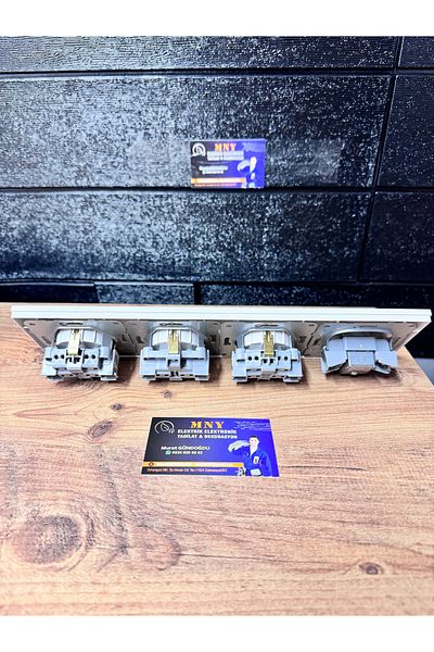 MNY Electric Karre White Set of 4 3 Socket 1 Tv Socket 4 Frame
