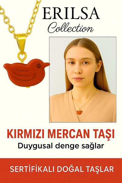 Erilsa Certified Bird Model Red Coral Necklace – the Stone of Freedom, Energy and Passion