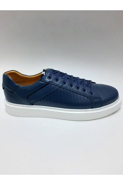Luis Figo Lui̇s Fi̇go Genuine Leather Laced Navy Blue Large Size (45-46 ...48) Men's Shoes