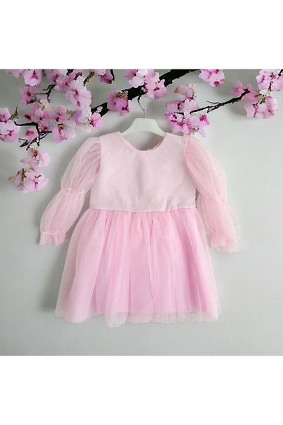 Şirin Şeyler Butiği Rochie pentru fetiță, cu mânecă lungă, cu mânecă lungă, cu fluture, cu detalii, pentru ziua specială