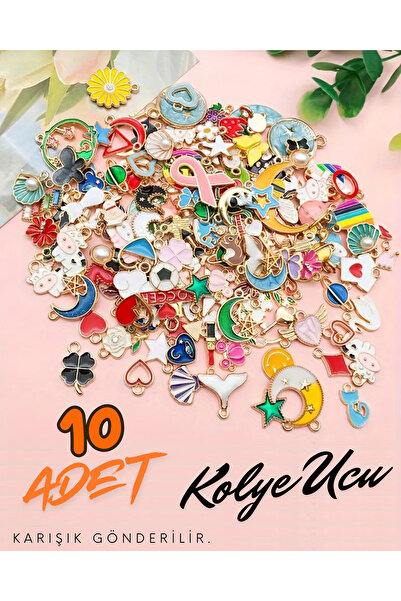 Antin Kuntin 10 Adet Karışık Renkli Desenli Kolye Ucu Hediyelik