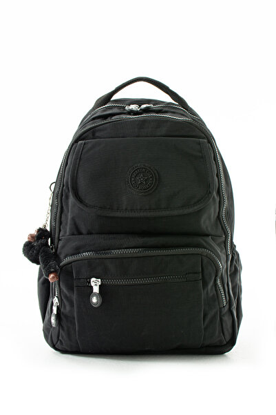 ÇANTAM GELSİN Crinkle Fabric Water Resistant Large Size Black Clinker Backpac...