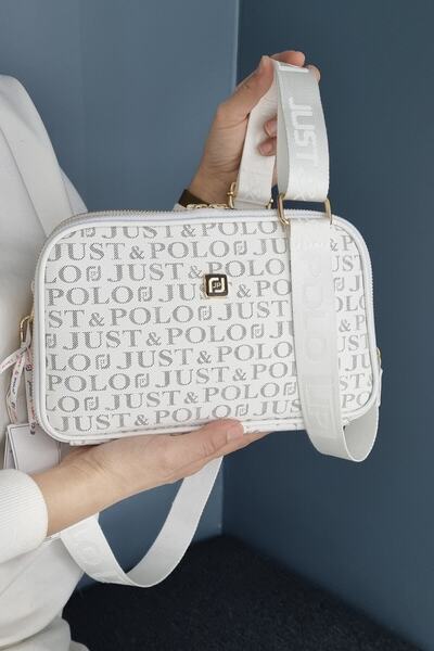 Just Polo JP حقيبة كتف بيضاء للنساء، وحقيبة كروس ومحفظة