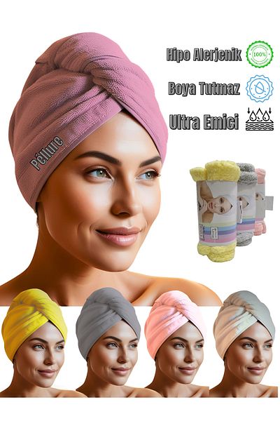pellure Microfiber Hair Drying Dye Towel Beach Pool Cap Dye Resistant Magic Towel