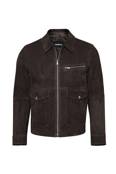 Derimod Morata Men's Brown Nubuck Leather Jacket 25Sgd6566V3
