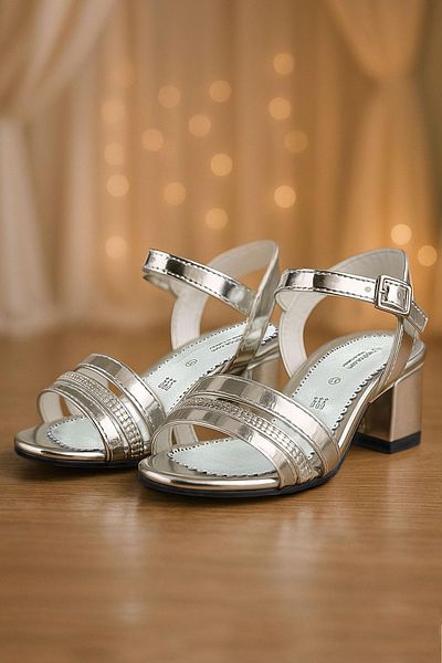 hapshoe Rochie de seara pentru fete din piele lacuita gri argintiu pantofi cu toc