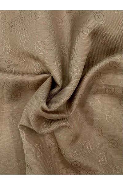 Vakko Cotton Silk Monogram Shawl 40752-Sand