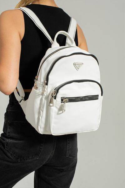 Just Polos Rucsac alb cu mai multe compartimente pentru femei JUST POLO